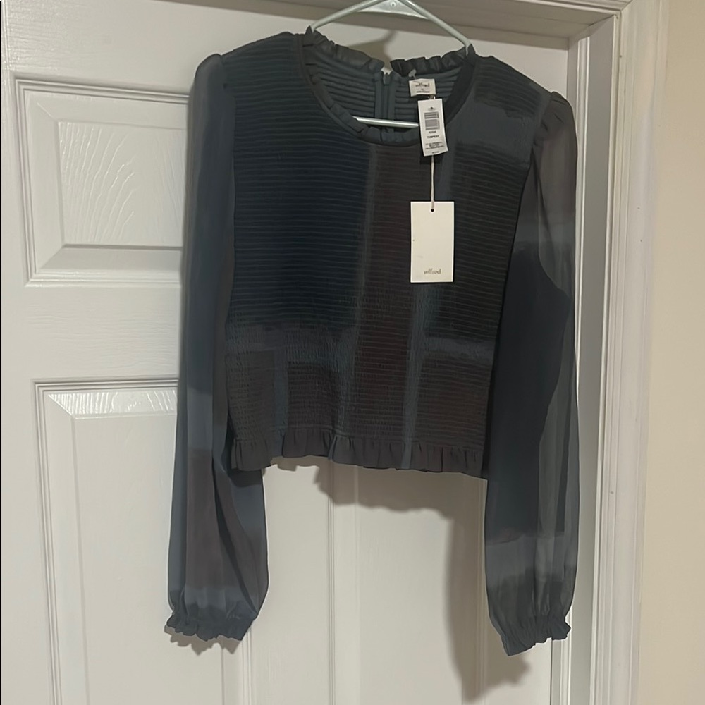 Wilfred Black Boxy Crop Blouse
